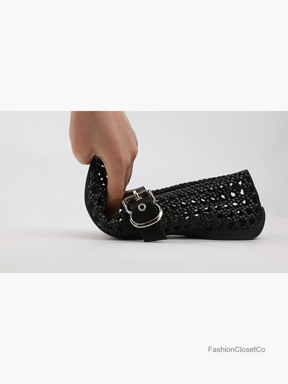 Woven Mesh Mary Jane Ballet Flats Round Toe Buckle Strap Comfortable Casual - Picture 7 of 7